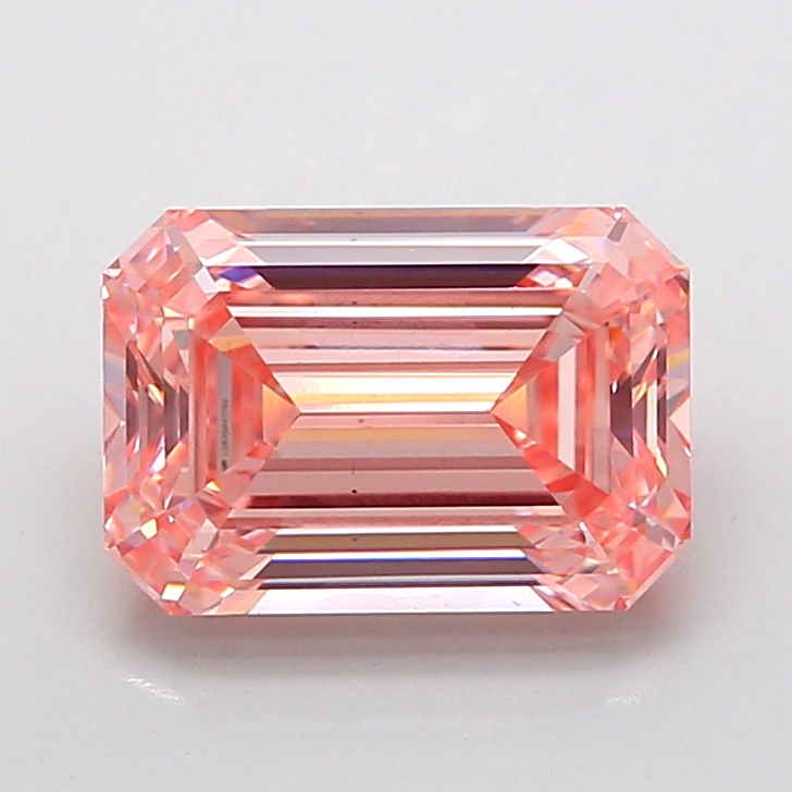Actual 3.08 carat Fancy Intense Pink Emerald lab-grown diamond