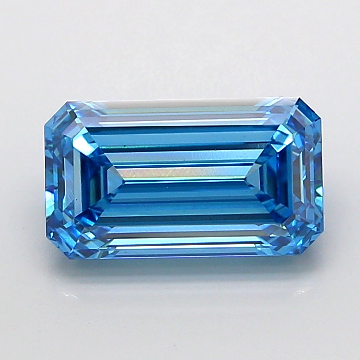 Actual 3.04 carat Fancy Vivid Blue Emerald lab-grown diamond