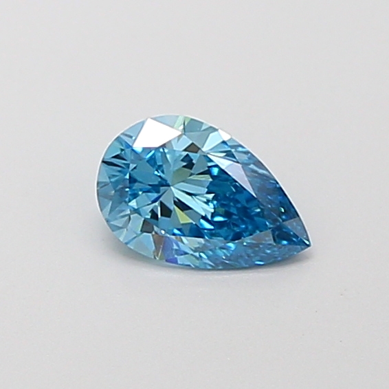 Actual 0.36 carat Fancy Vivid Blue Pear lab-grown diamond